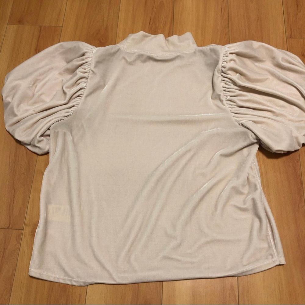 Free People Cream Puff-Sleeve Velvet Top